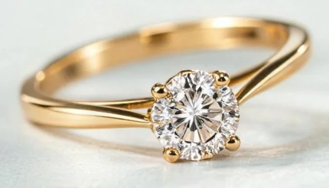 Gouden solitair ring met diamant
